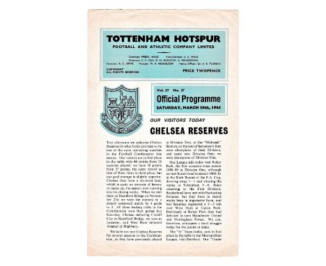 Tottenham Hotspur v Chelsea Reserves 1965 March 10th Football Combination 