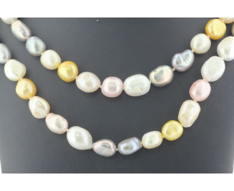 Baroque shaped 8.0 - 8.5mm freshwater cultured pearl necklace.
Pearl quality AAA. This necklace is 36 inches long. Item Speci