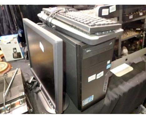PC tower, monitor and two keyboards, intel i5. All electrical items in this lot have been PAT tested for safety and have pass