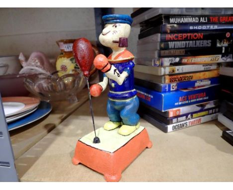 Cast iron boxing Popeye figurine. UK P&amp;P Group 1 (£16+VAT for the first lot and £2+VAT for subsequent lots) 