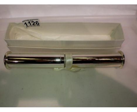 White metal wedding certificate holder/tube. UK P&amp;P Group 1 (£16+VAT for the first lot and £2+VAT for subsequent lots) 