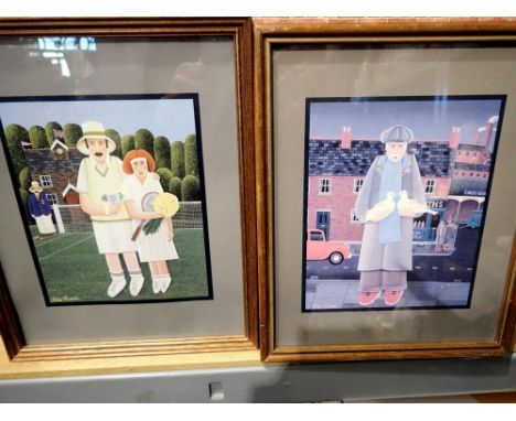 Two Peter Heard prints and a vintage book bag to include Kuri sword. Not available for in-house P&amp;P 