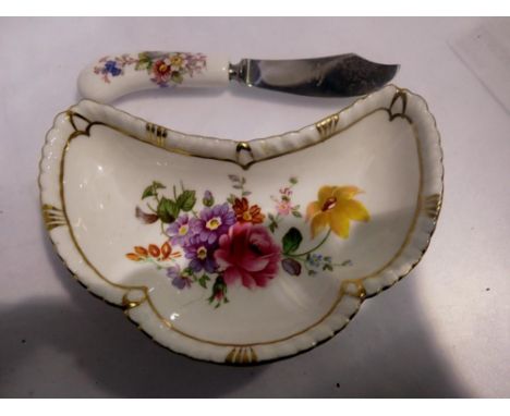 Royal Crown Derby ceramic knife and side Sutter dish. UK P&amp;P Group 1 (£16+VAT for the first lot and £2+VAT for subsequent