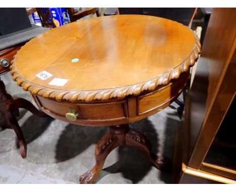 Mahogany drum table, 60 x 69 cm H. Not available for in-house P&amp;P 