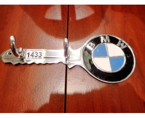 Cast aluminium BMW key hook, W: 30 cm. UK P&amp;P Group 1 (£16+VAT for the first lot and £2+VAT for subsequent lots) 