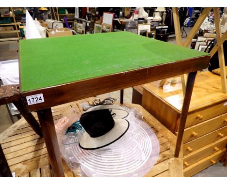 Oak folding leg, sale table, green top. Not available for in-house P&amp;P 