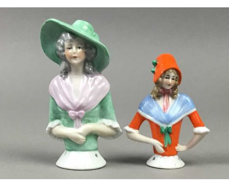 LOT OF CERAMICS,along with other objects including figural tea cosy handles, an inkwell, lorgnette and boxes