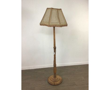 20TH CENTURY MAHOGANY STANDARD LAMP,with shade, 172cm high