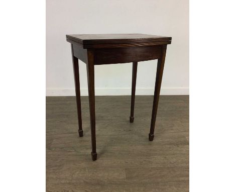 19TH CENTURY BOW FRONT FOLD OVER CARD TABLE,73cm high, 53cm wide, 38cm deep