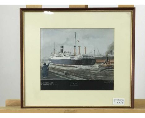 SEVEN PICTURES AND PRINTS,including a TSS Letitia, 33cm x 37cm (7)