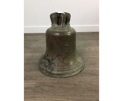 WWII AIR MINISTRY ISSUE SCRAMBLE BELL,bearing stamped marks and dated 1940, further marked 'T.W.' above military issue broad 