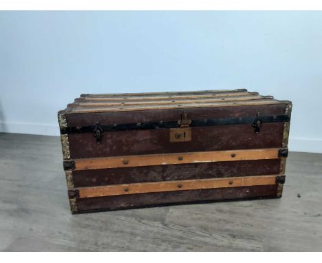 LARGE OAK TRUNK,92cm long, along with a barley twist stool , 42.5cm high