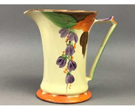 CLEWS &amp; CO CHAMELEON WARE 'PERSIAN ART' JUG,shape no 356, 15cm high, along with a Myott Art Deco jug and trefoil dish, al