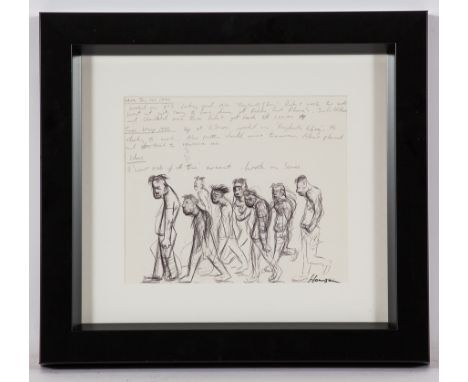 * PETER HOWSON OBE, 
WORST NEDS OF ALL TIME (1992)
pen and black ink, signed 
21cm x 25.5cm
Mounted, framed and under glass
P