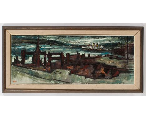 * JAMES WATT RGI,
THE WAVERLEY REFITTING AT PORT GLASGOW
oil on canvas, signed
50cm x 126cm ( 20 x 50 inches)
Framed
