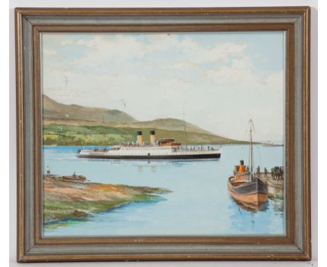* IAN G ORCHARDSON (SCOTTISH 1927 - 1997), 
DUCHESS OF MONTROSE AT BRODICK 
oil on canvas board, signed and dated 1973 
51cm 
