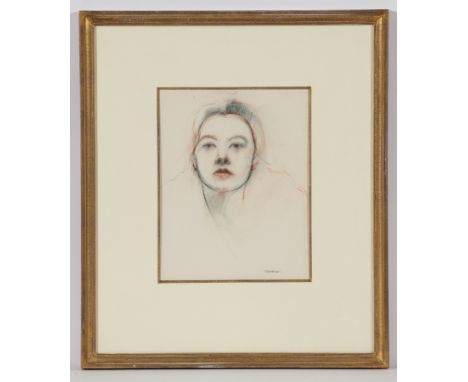 * ALEXANDRA (SANDIE) GARDNER,
HEAD OF A YOUNG WOMAN, REDS & BLUE
sanguine and blue on paper, signed
31cm x 24cm
Mounted, fram