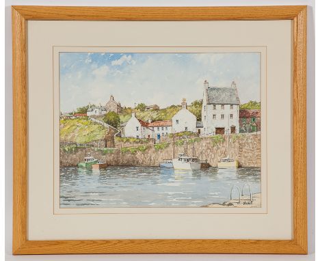 * IRVINE RUSSELL (SCOTTISH b. 1938),
HARBOUR VIEW and PORT OF MENTEITH
each watercolour on paper, each signed
34cm x 44cm and