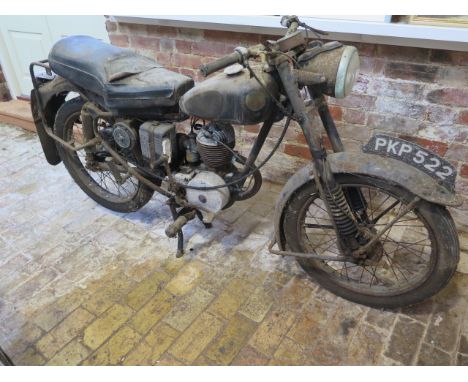 A Francis Barnett Falcon Villiers 199cc engine vintage motorcycle, registration PKP 522, 1953, in need of restoration with ve