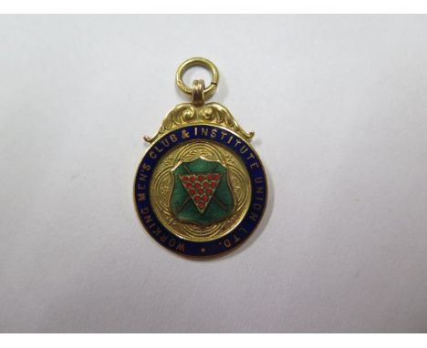 A 9ct gold enamel medallion, approx 7.9 grams 