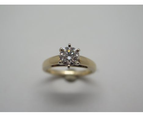 A yellow gold diamond solitaire ring, diamond approx 0.80ct, ring size K, not hallmarked total weight approx 5 grams, diamond