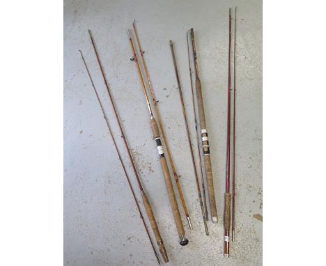 Four vintage fishing rods including 3 split cane rods 