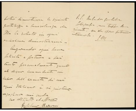   Marconi, Guglielmo (1874-1937). Bella lettera autografa firmata del grande inventore italiano su carta intestata ?Watergate