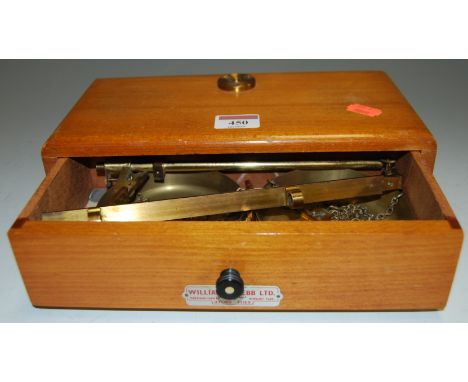 A cased William Webb Ltd lacquered brass balance scale