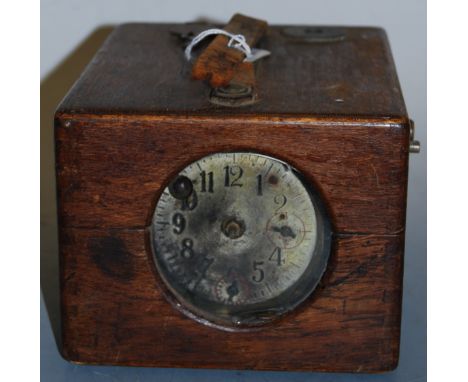 An early 20th century oak cased pigeon clock, bearing label to the lid for R.H. Bird 2 Monega Road, Forest Gate E7, w.21cm