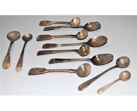 A collection of 19th century and later silver flatwares to include teaspoons, mustard and salt spoons etc