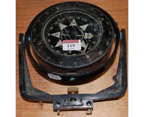 A Sowester Boson compass by Heath of London, mounted on a plastic gimbal