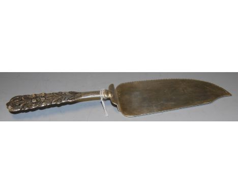 An early 20th century continental silver fish slice having pierced terminal