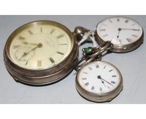 A Victorian silver cased open faced pocket watch having an enamel dial with Roman numerals and subsidiary seconds dial, signe