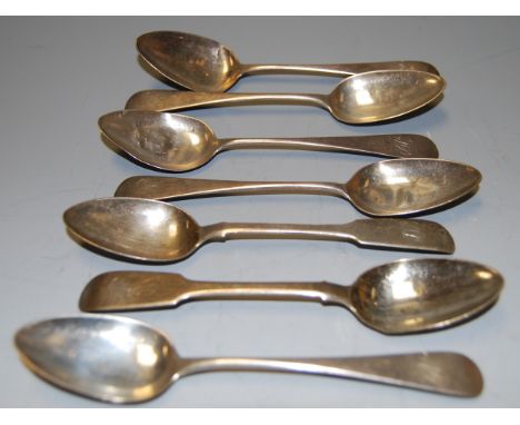 A set of five George IV silver teaspoons together with a pair of George IV silver teaspoons, all Chester assays (7)