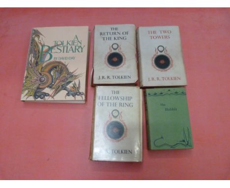 TOLKIEN J. R. R.  The Hobbit. Orig. dec. green cloth, good cond. but internal browning & damp mkg. 1958; also 4 others, Tolki