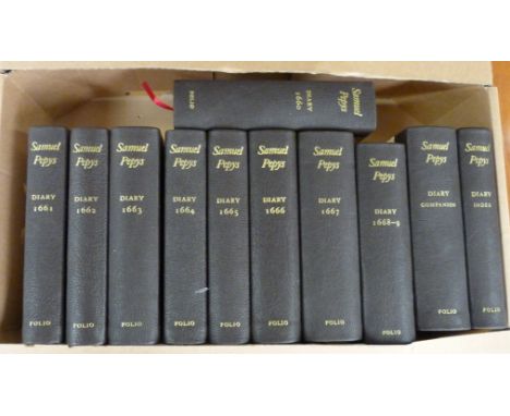 PEPYS SAMUEL.&nbsp;&nbsp;The Diary. 11 vols. Ltd. ed. 841/1000. Illus. Qtr. dark Nigerian goatskin, marbled brds. Folio Socie