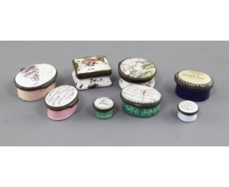 A group of eight south Staffordshire enamel patch boxes (some damaged)
