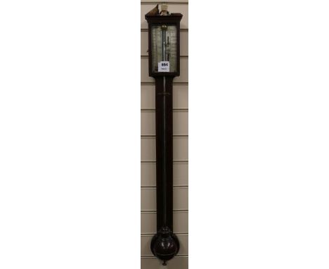 C. Silberrad, London. A George III mahogany stick barometer (a.f.), H.100cm