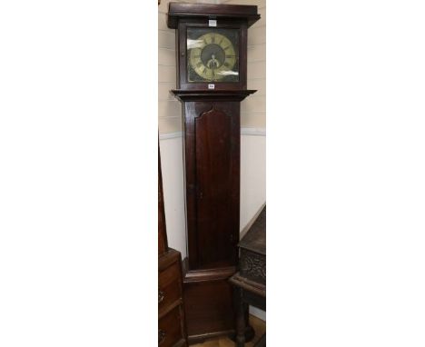 Phillips, Ashbourne. A late 18th century oak thirty hour longcase clock, with square brass dial