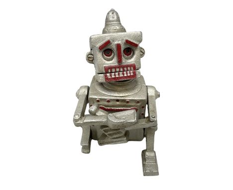 Cast metal robot money box, H18cm