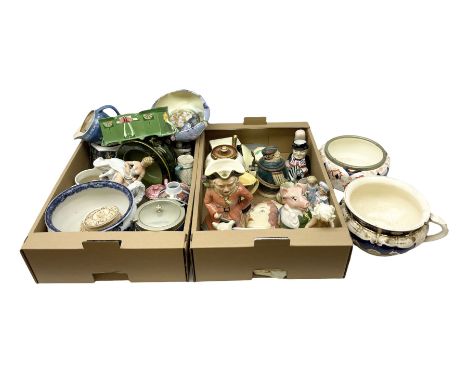 Eichwald Secessionist Majolica Art Nouveau flower trough, together with Lladro figure, Natwest pig, Wedgwood jar and other ce