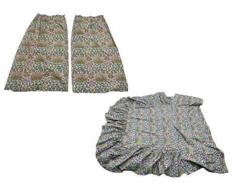Pair of Sanderson floral print curtains one meter drop, and a matching four foot six double valance Dimensions: Length/Width:
