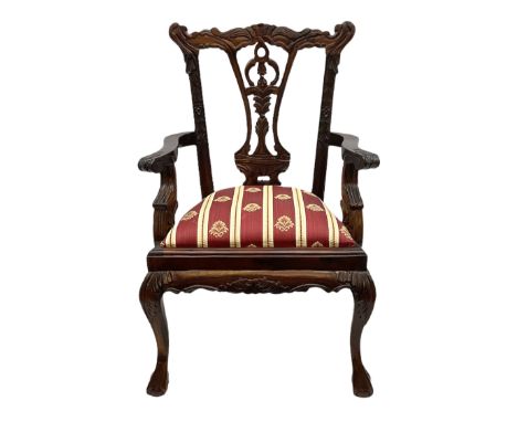 Doll's Chippendale style chair, H51cm W34cm D33cm