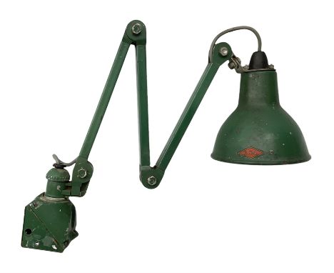 20th century industrial green enamel work lamp 