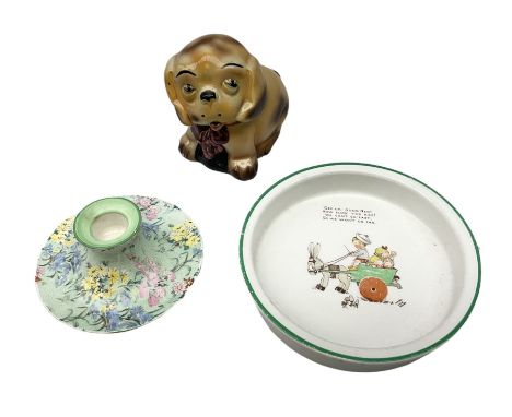 Shelley Mabel Lucie Attwell baby's plate, 'Gee Up, Good Ned! How Slow You Are! We Can't Go Fast, So We Won't Go Far' together