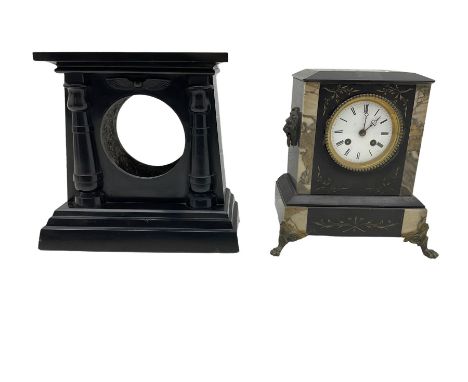 French striking Mantel clock and an Egyptian style Belgium slate clock case