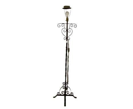 Wrought iron black painted standard lampDimensions: Height:&nbsp;171cm&nbsp;