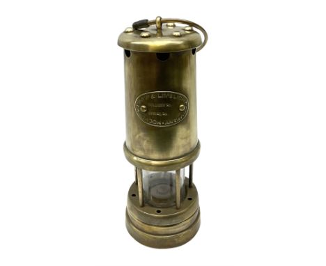 Brass miners lamp, H22cm