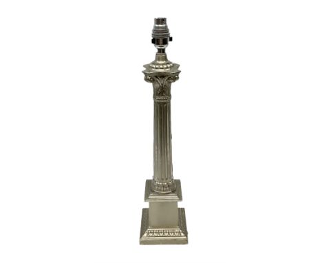 Metal corinthian column table lamp, H47cm