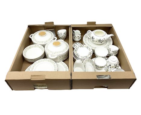 Royal Doulton Westfield pattern part dinner service, to include two covered tureens, dinner plates, side plates etc, together